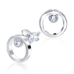 Rhodium Plated Classic Circle Stud Earrings STS-943-RP